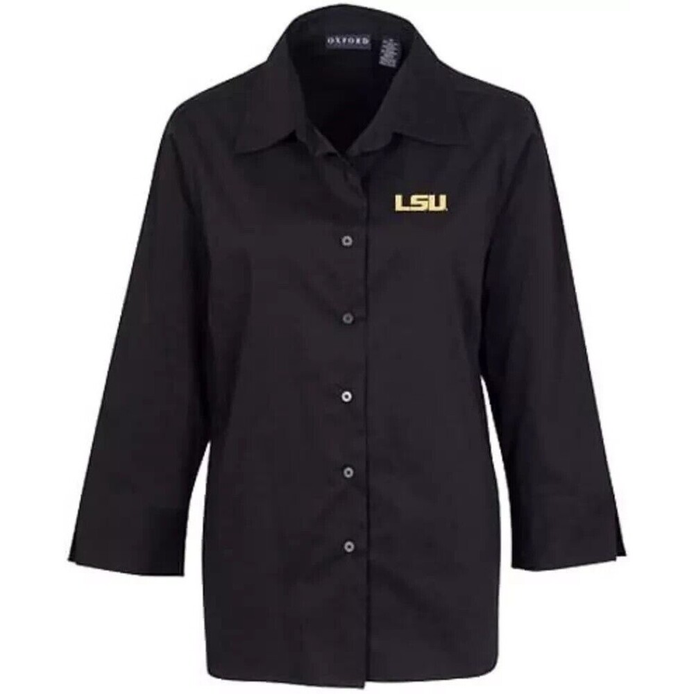 Louisiana State Women's Solid Three Quarter Sleeve Button Medium